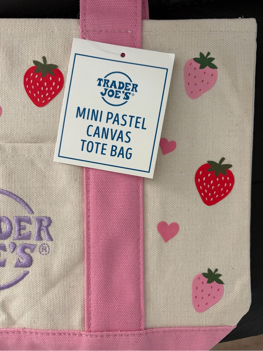 Customized Mini Pink Pastel Canvas Trader Joe’s Tote Bag - Picture 3 of 6